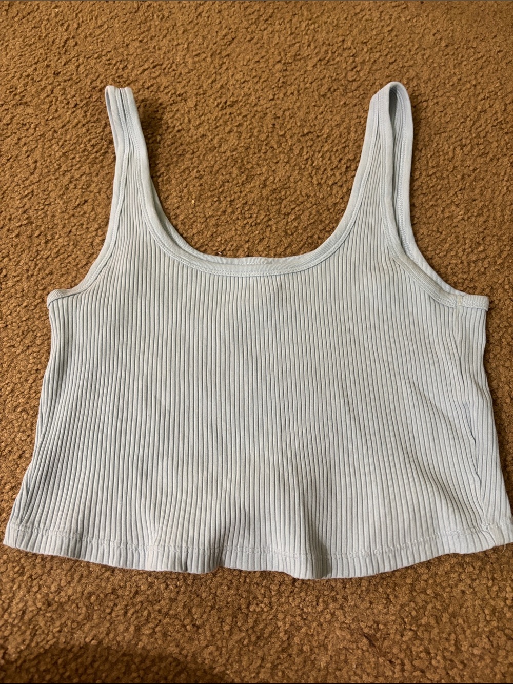 Old Navy Pale Blue Ribbed Scoop Crop Tank